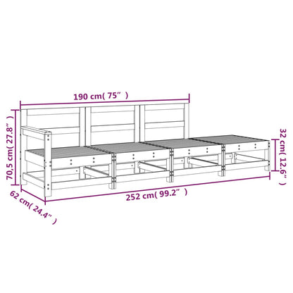 4-Delige Loungeset Massief Grenenhout Natuurlijk grenenhout hoek + 2x midden + voetensteun