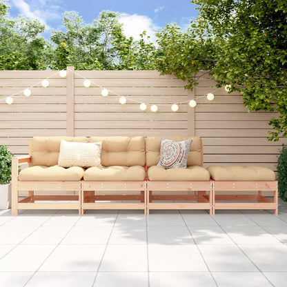 4-Delige Loungeset Massief Grenenhout Natuurlijk grenenhout hoek + 2x midden + voetensteun