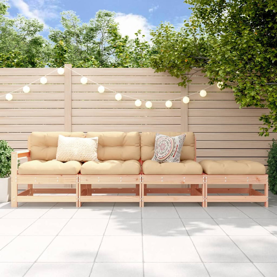 4-Delige Loungeset Massief Grenenhout Natuurlijk grenenhout hoek + 2x midden + voetensteun