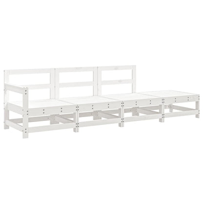 4-Delige Loungeset Massief Grenenhout Wit Wit grenenhout hoek + 2x midden + voetensteun