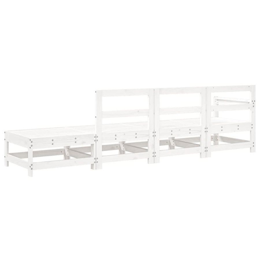 4-Delige Loungeset Massief Grenenhout Wit Wit grenenhout hoek + 2x midden + voetensteun