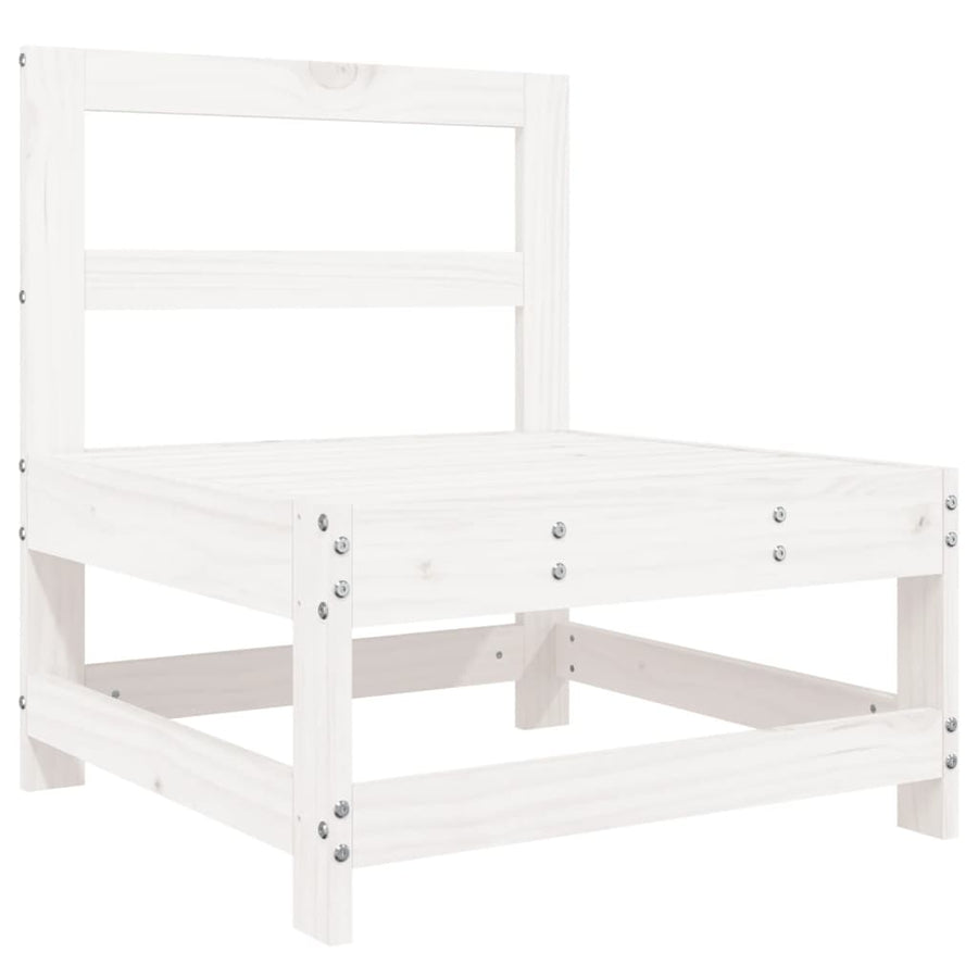 4-Delige Loungeset Massief Grenenhout Wit Wit grenenhout hoek + 2x midden + voetensteun