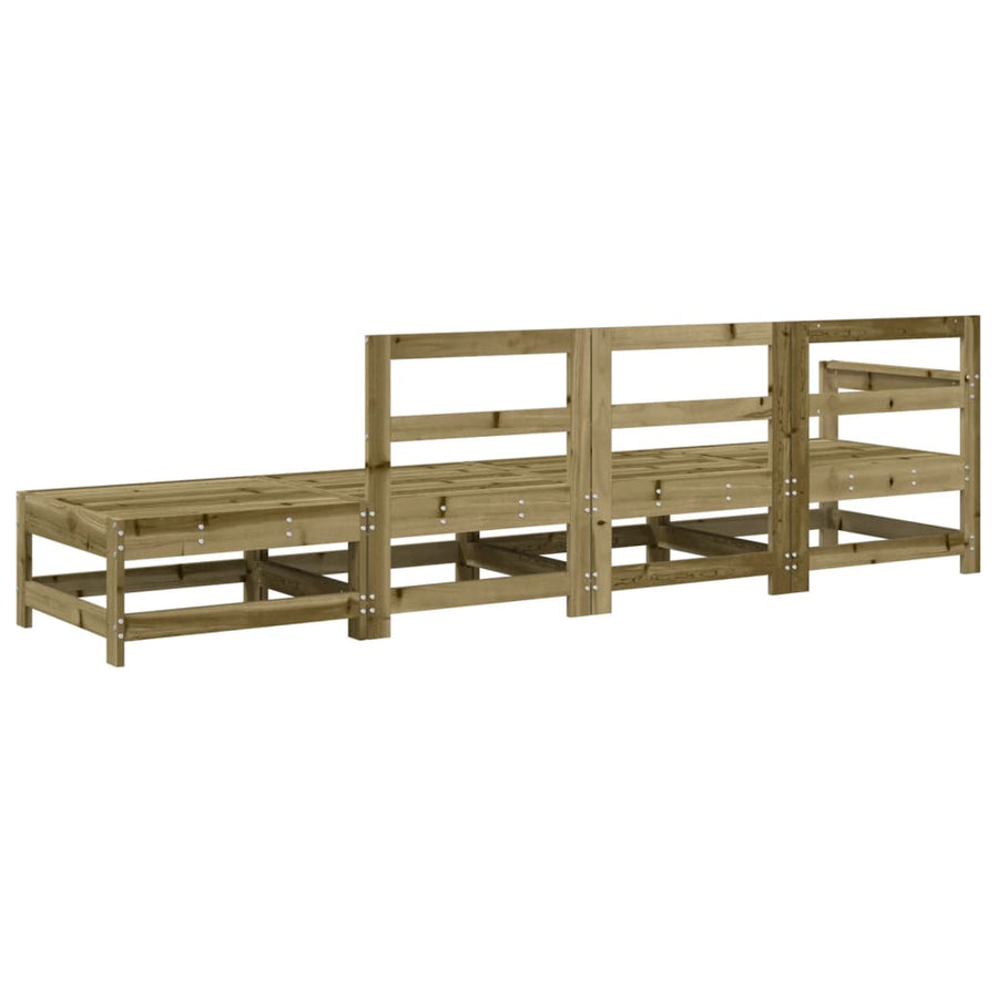 4-Delige Loungeset Geïmpregneerd Grenenhout Naturel geïmpregneerd hoek + 2x midden + voetensteun