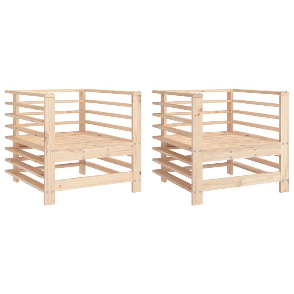 Tuinstoelen 2 St Massief Grenenhout Natuurlijk grenenhout Armstoel (2 st)