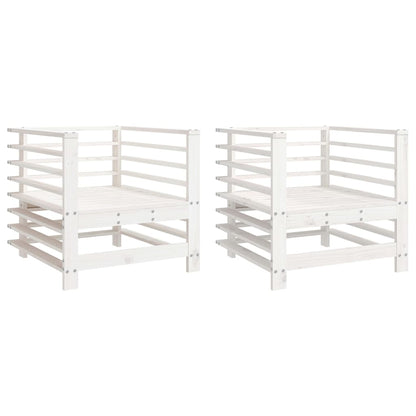 Tuinstoelen 2 St Massief Grenenhout Wit Wit grenenhout Armstoel (2 st)