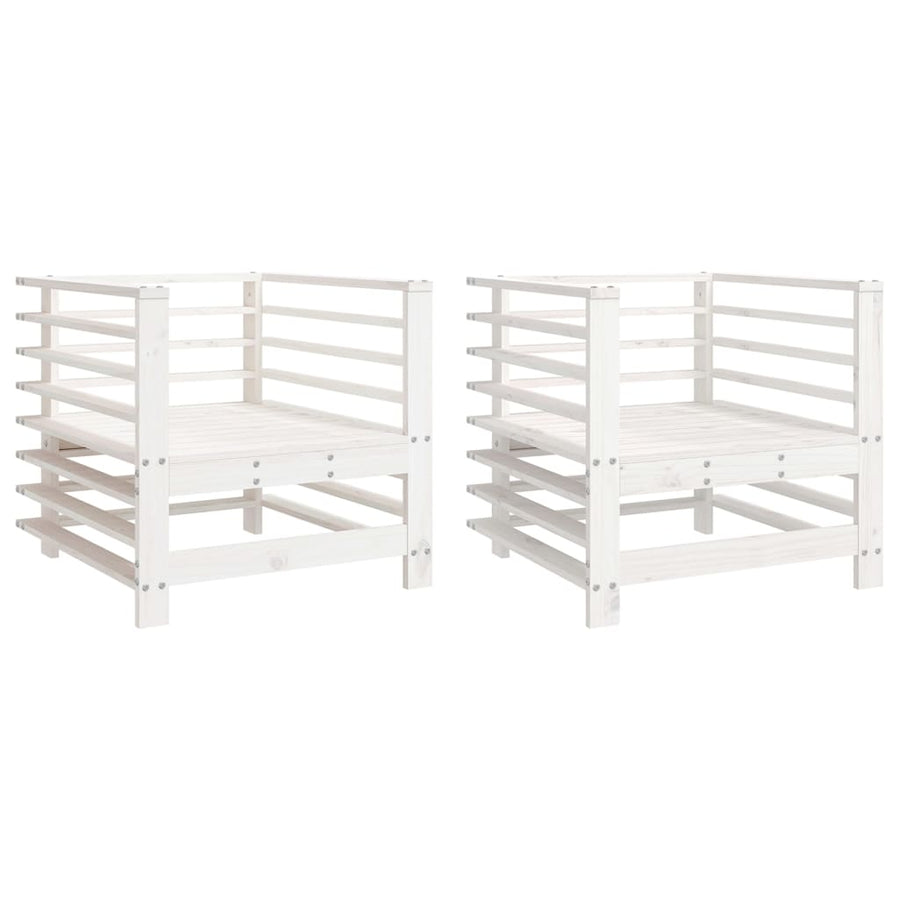 Tuinstoelen 2 St Massief Grenenhout Wit Wit grenenhout Armstoel (2 st)