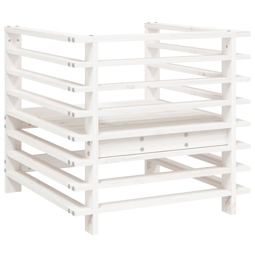 Tuinstoelen 2 St Massief Grenenhout Wit Wit grenenhout Armstoel (2 st)