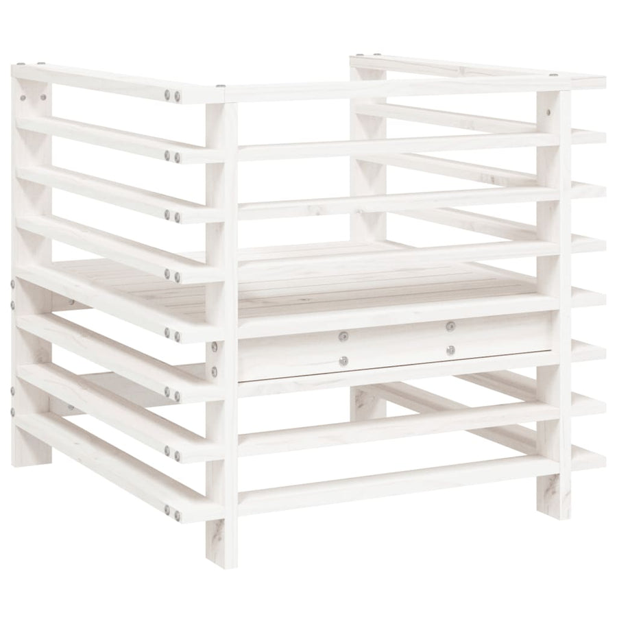 Tuinstoelen 2 St Massief Grenenhout Wit Wit grenenhout Armstoel (2 st)