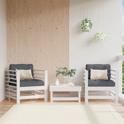 Tuinstoelen 2 St Massief Grenenhout Wit Wit grenenhout Armstoel (2 st)