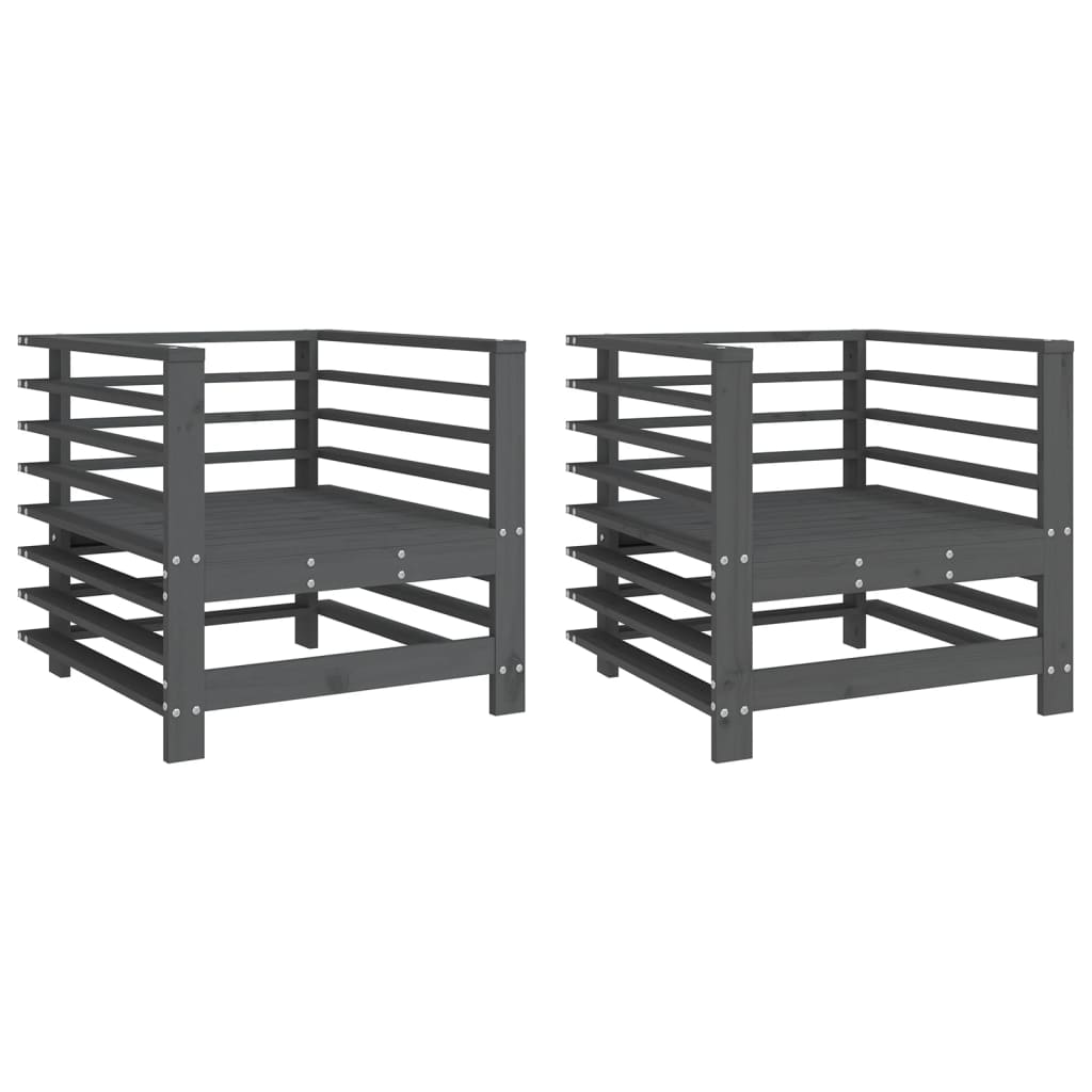 Tuinstoelen 2 St Massief Grenenhout Grijs Grijs grenenhout Armstoel (2 st)