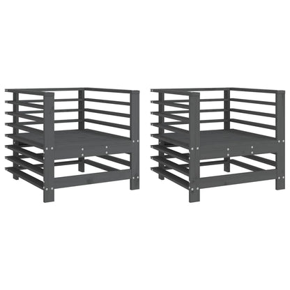 Tuinstoelen 2 St Massief Grenenhout Grijs Grijs grenenhout Armstoel (2 st)