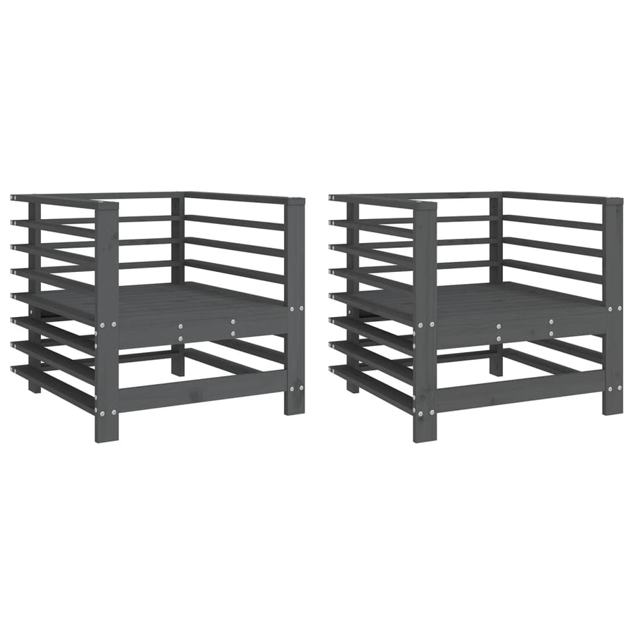 Tuinstoelen 2 St Massief Grenenhout Grijs Grijs grenenhout Armstoel (2 st)