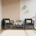 Tuinstoelen 2 st massief grenenhout grijs 63,5x63,5x60 cm