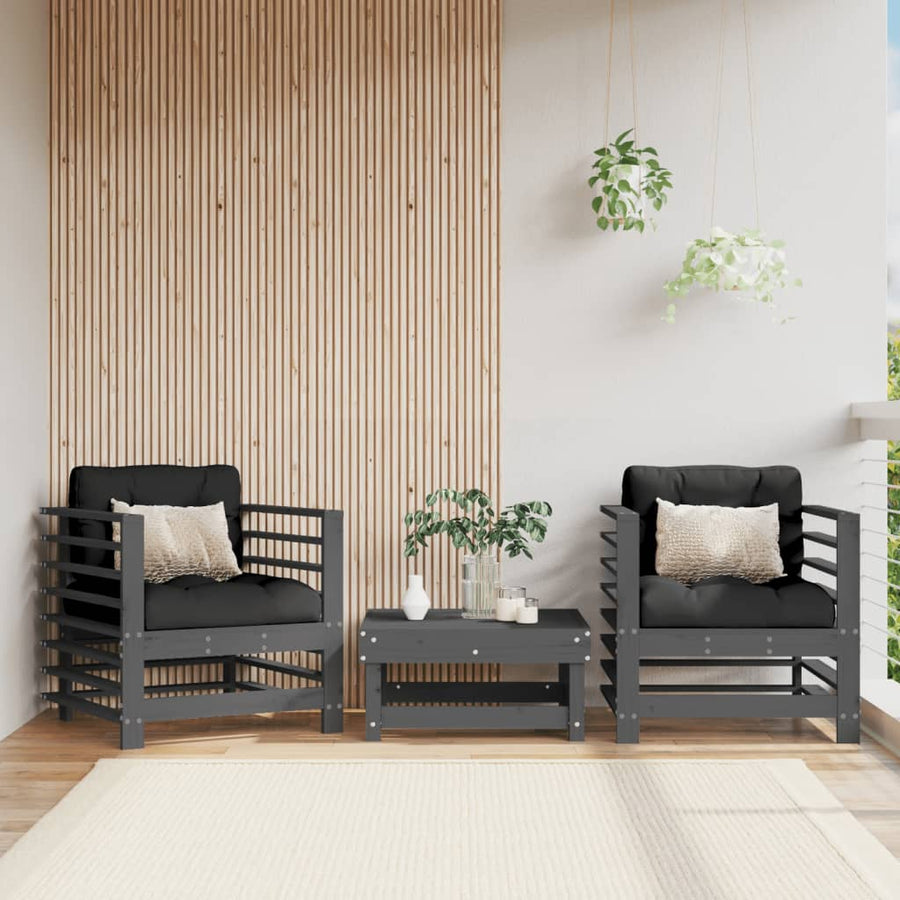 Tuinstoelen 2 St Massief Grenenhout Grijs Grijs grenenhout Armstoel (2 st)