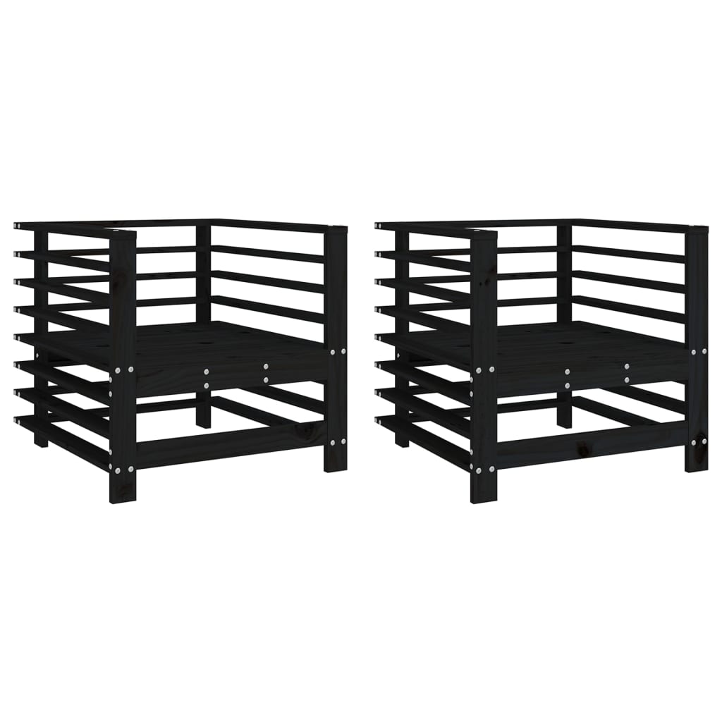 Tuinstoelen 2 St Massief Grenenhout Zwart Zwart grenenhout Armstoel (2 st)