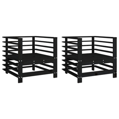 Tuinstoelen 2 St Massief Grenenhout Zwart Zwart grenenhout Armstoel (2 st)