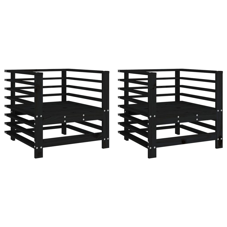 Tuinstoelen 2 St Massief Grenenhout Zwart Zwart grenenhout Armstoel (2 st)