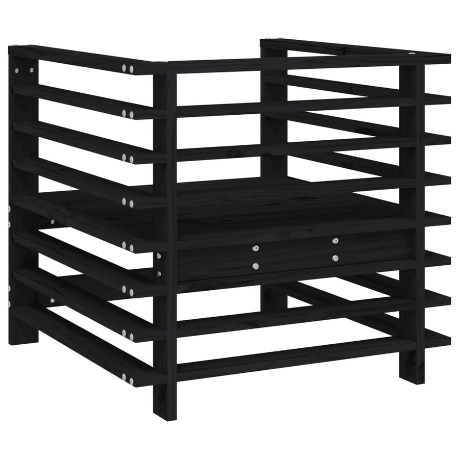 Tuinstoelen 2 St Massief Grenenhout Zwart Zwart grenenhout Armstoel (2 st)