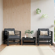 Tuinstoel massief grenenhout zwart 2 stuks