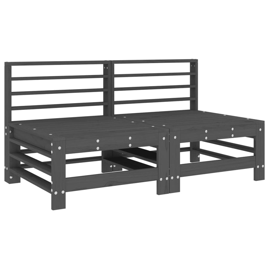 Tuinmiddenbanken 2 St Massief Grenenhout Grijs Grijs grenenhout Middenbank (2 st)