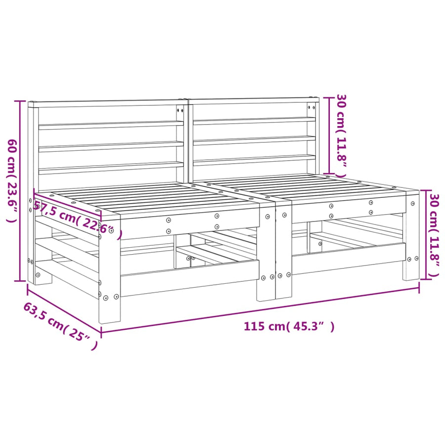 Tuinmiddenbanken 2 St Massief Grenenhout Honingbruin Honingbruin grenenhout Middenbank (2 st)