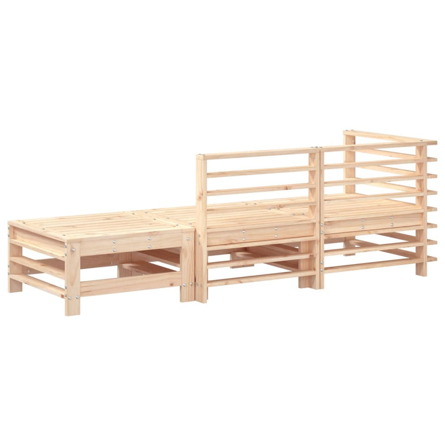 3-Delige Loungeset Massief Grenenhout Natuurlijk grenenhout hoek + midden + voetensteun