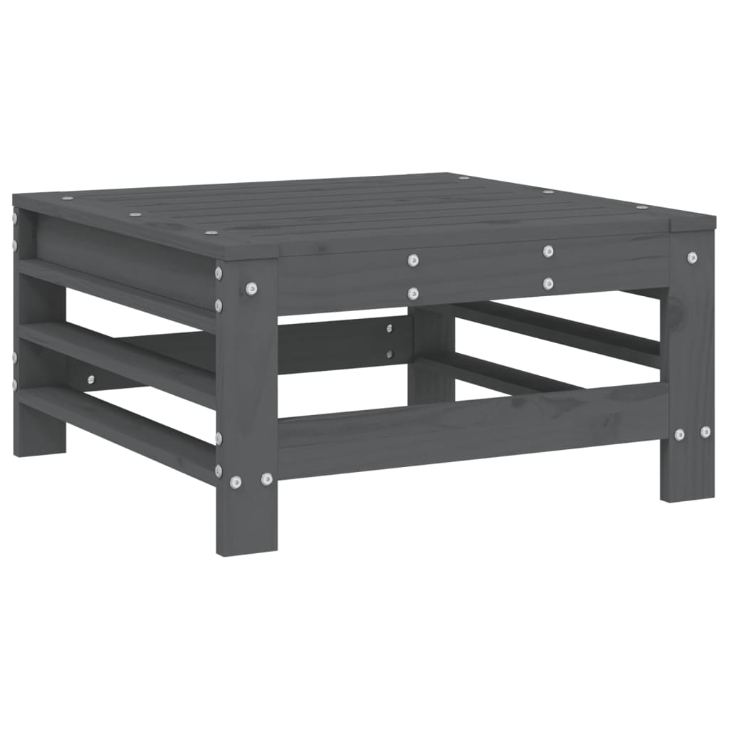 3-Delige Loungeset Massief Grenenhout Grijs Grijs grenenhout hoek + midden + voetensteun