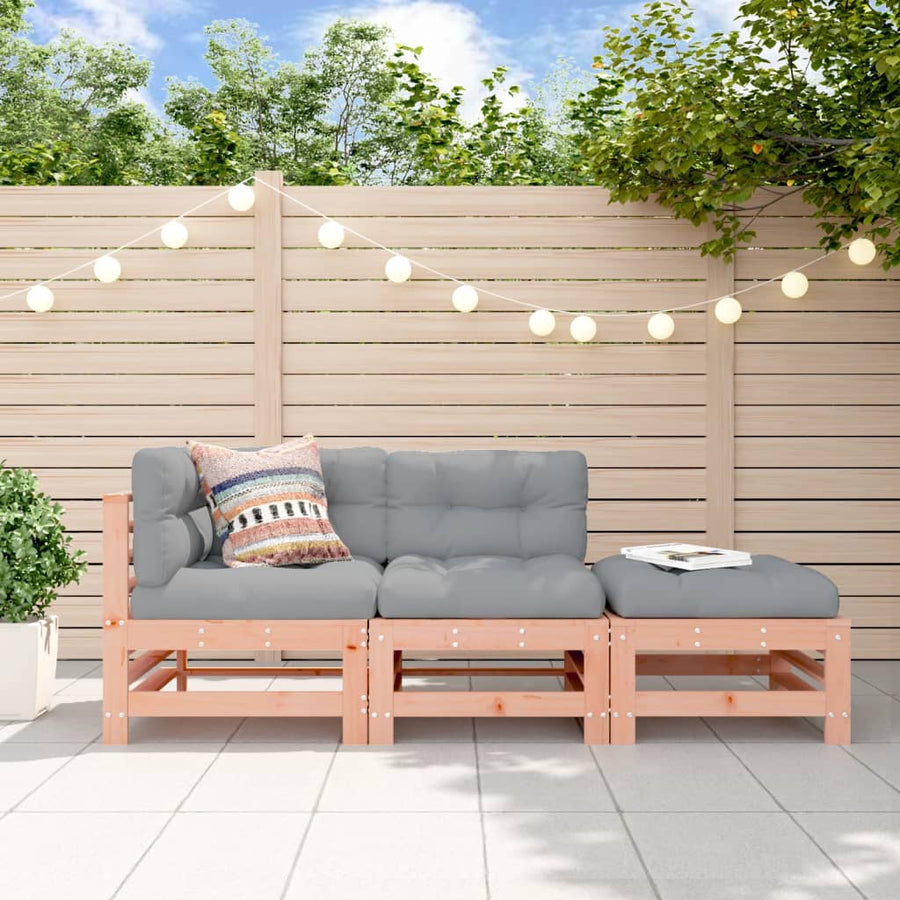 3-Delige Loungeset Massief Douglashout Natuurlijk douglashout hoek + midden + voetensteun
