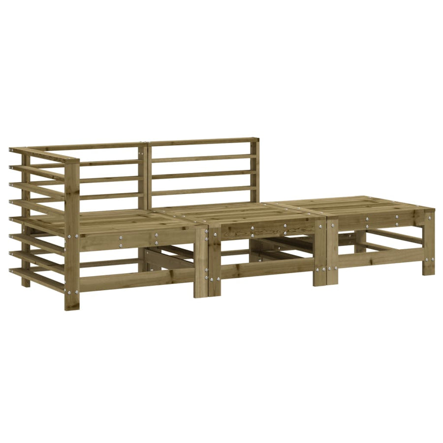 3-Delige Loungeset Geïmpregneerd Grenenhout Naturel geïmpregneerd hoek + midden + voetensteun