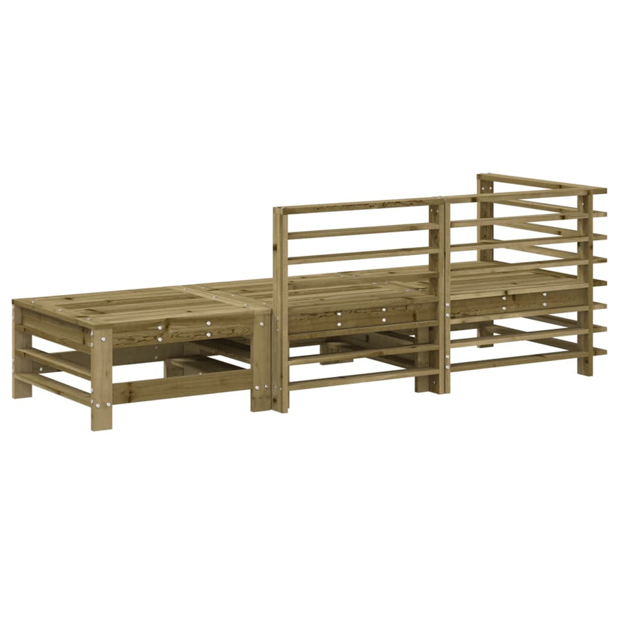3-Delige Loungeset Geïmpregneerd Grenenhout Naturel geïmpregneerd hoek + midden + voetensteun
