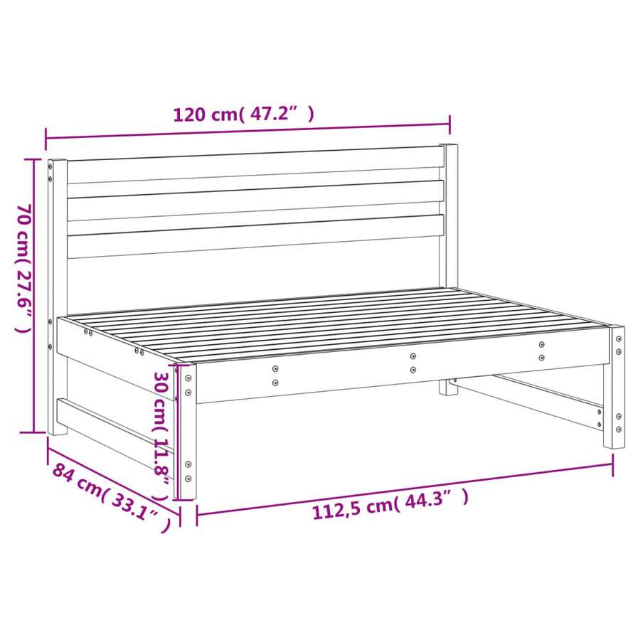 Tuin 20X80 Cm Massief Grenenhout Wit Wit grenenhout Middenbank