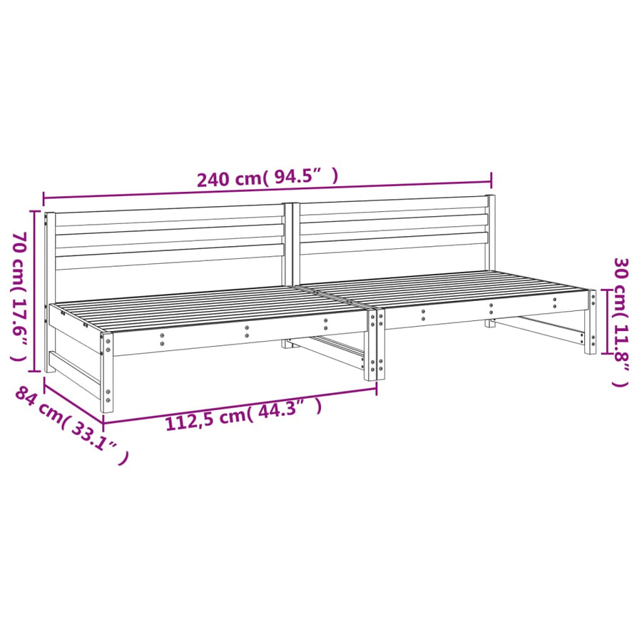 Tuinmiddenbanken 2 St 20X80 Cm Massief Douglashout Natuurlijk douglashout Middenbank (2 st)