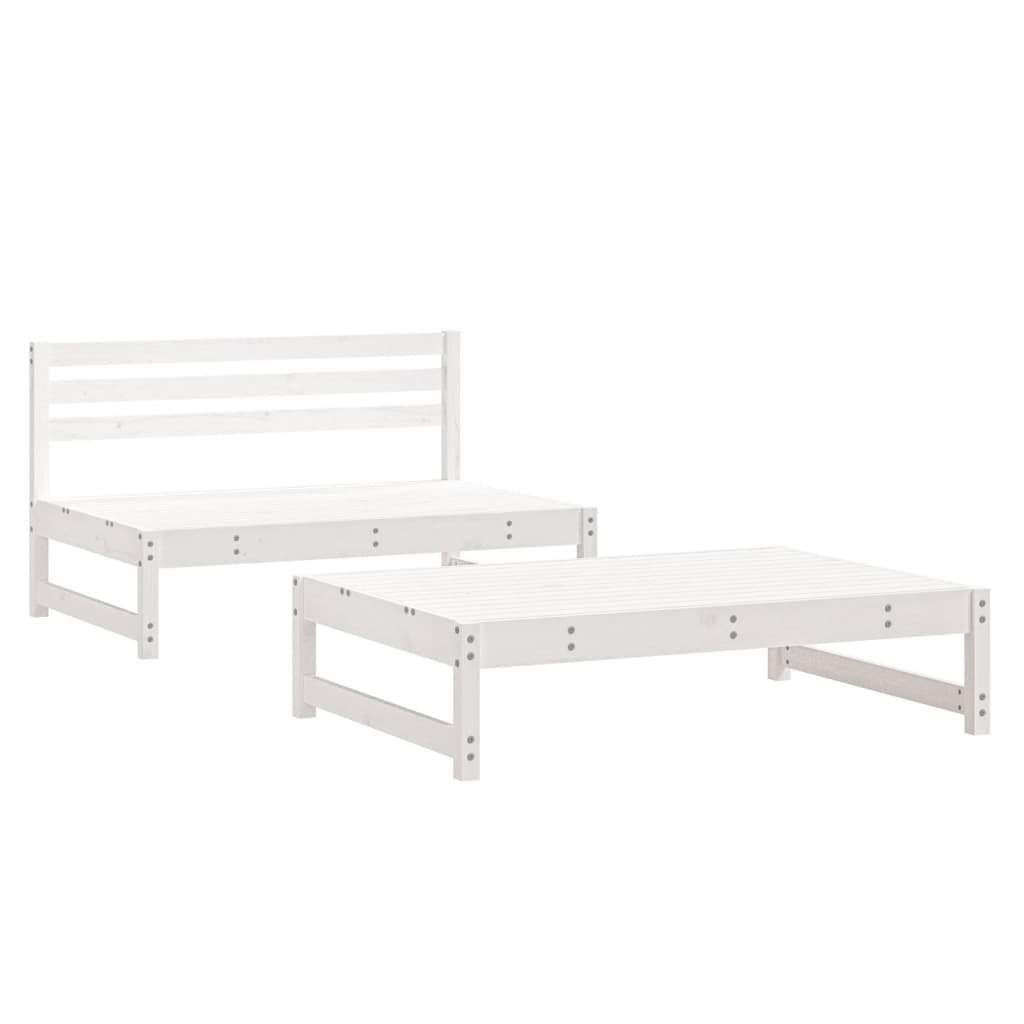 2-Delige Loungeset Massief Grenenhout Wit Wit grenenhout midden + voetensteun