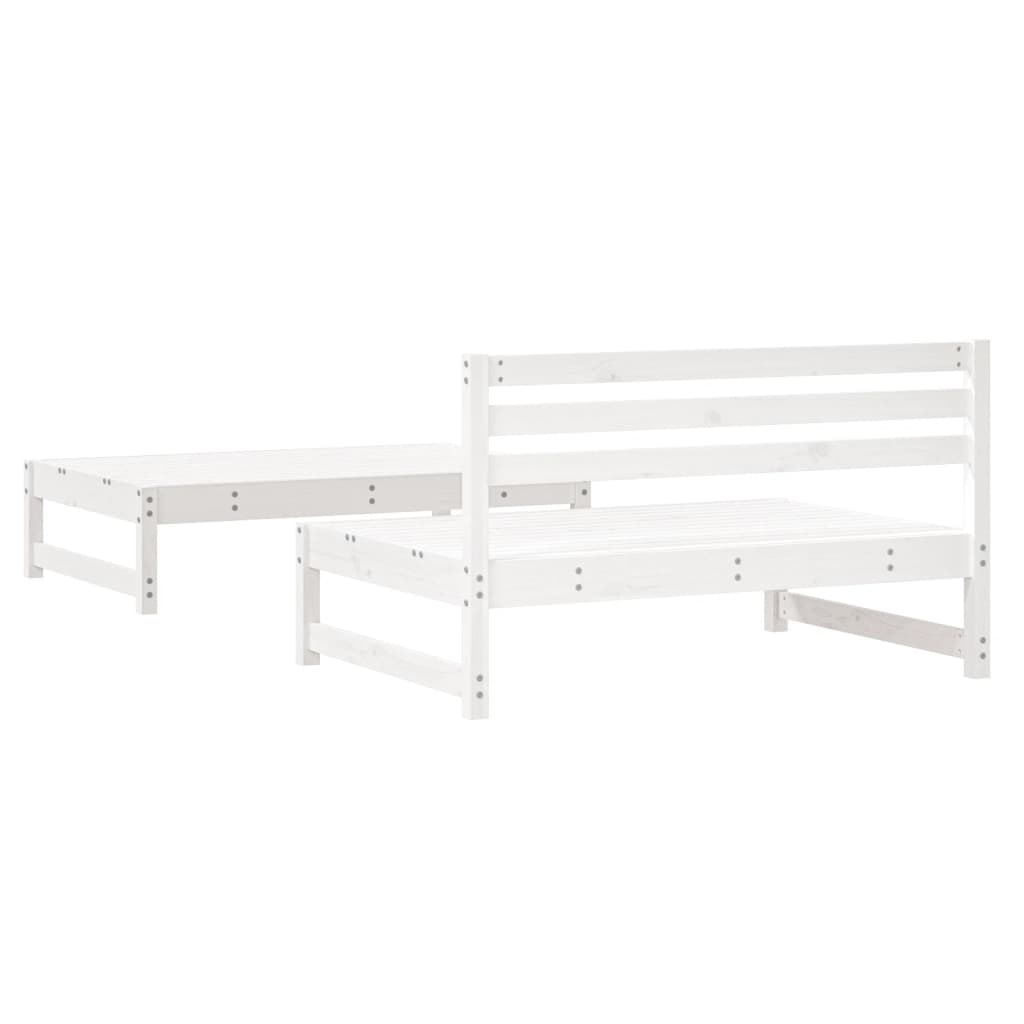2-Delige Loungeset Massief Grenenhout Wit Wit grenenhout midden + voetensteun