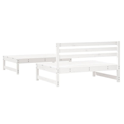 2-Delige Loungeset Massief Grenenhout Wit Wit grenenhout midden + voetensteun