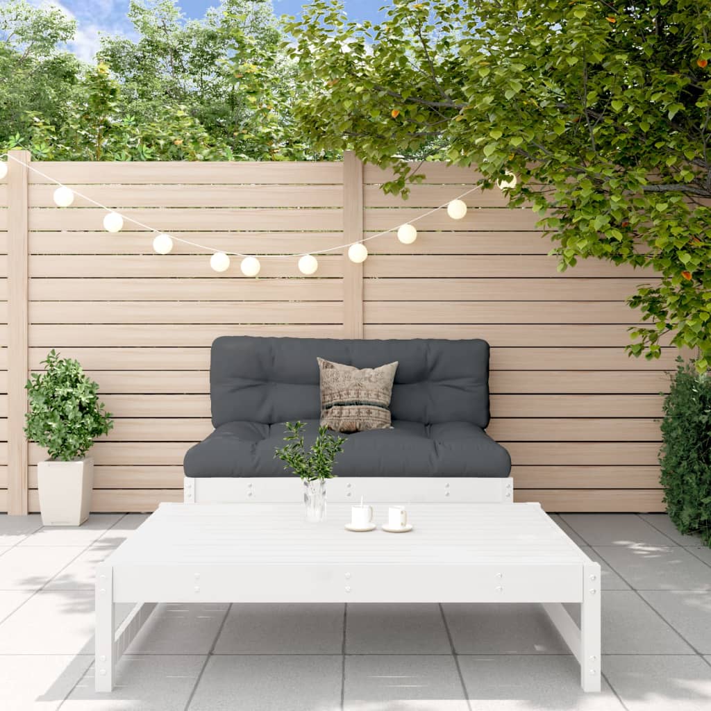 2-Delige Loungeset Massief Grenenhout Wit Wit grenenhout midden + voetensteun