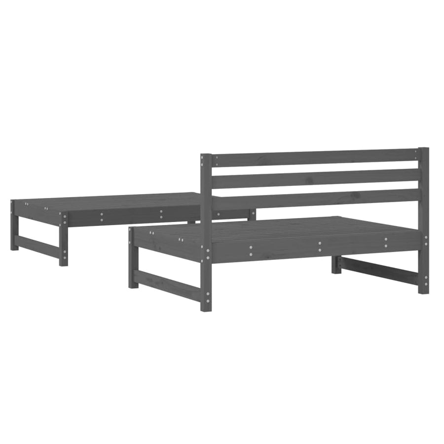2-Delige Loungeset Massief Grenenhout Grijs Grijs grenenhout midden + voetensteun