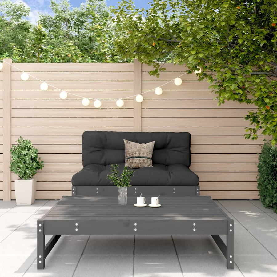 2-Delige Loungeset Massief Grenenhout Grijs Grijs grenenhout midden + voetensteun