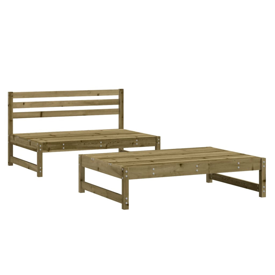 2-Delige Loungeset Geïmpregneerd Grenenhout Naturel geïmpregneerd midden + voetensteun