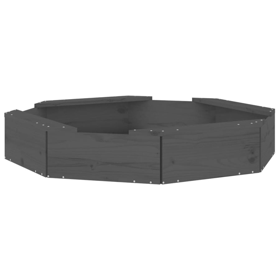 Zandbak Met Bankjes Achthoekig Massief Grenenhout Grijs 111 x 111 x 20 cm Grijs grenenhout