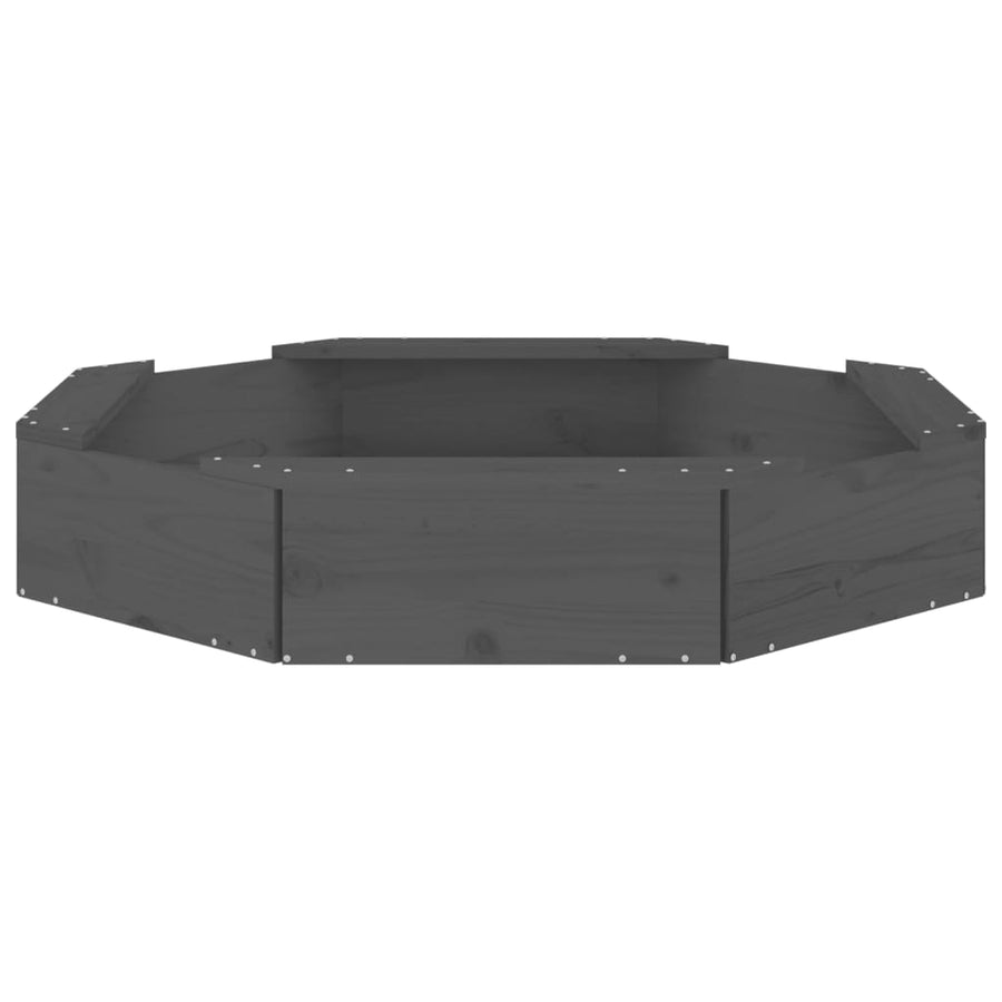 Zandbak Met Bankjes Achthoekig Massief Grenenhout Grijs 111 x 111 x 20 cm Grijs grenenhout