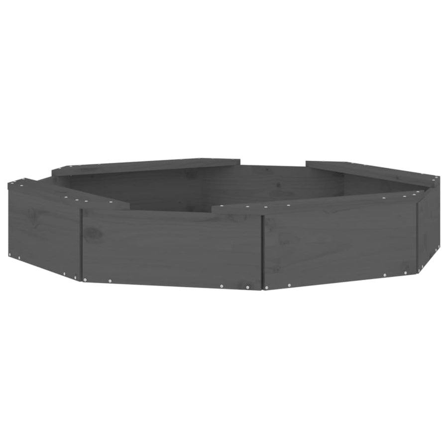 Zandbak Met Bankjes Achthoekig Massief Grenenhout Grijs 111 x 111 x 20 cm Grijs grenenhout