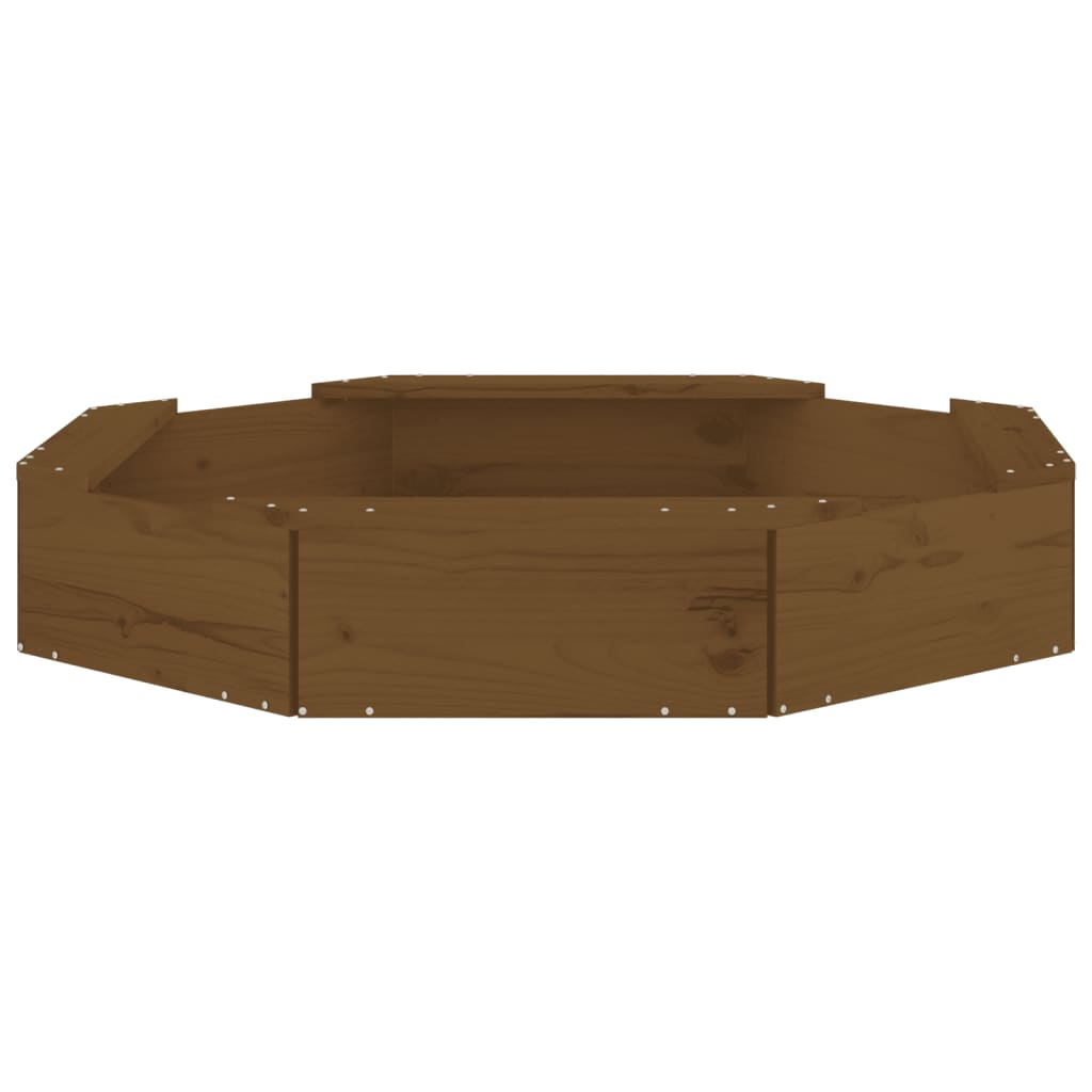 Zandbak Met Bankjes Achthoekig Massief Grenenhout Honingbruin 111 x 111 x 20 cm Honingbruin grenenhout