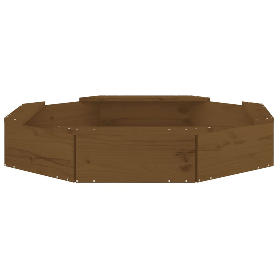 Zandbak Met Bankjes Achthoekig Massief Grenenhout Honingbruin 111 x 111 x 20 cm Honingbruin grenenhout