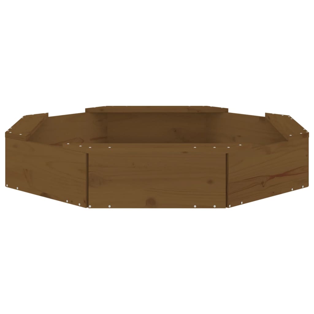 Zandbak Met Bankjes Achthoekig Massief Grenenhout Honingbruin 111 x 111 x 20 cm Honingbruin grenenhout