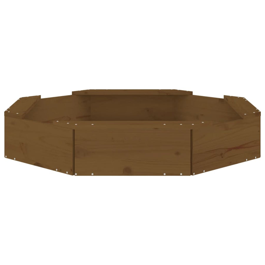 Zandbak Met Bankjes Achthoekig Massief Grenenhout Honingbruin 111 x 111 x 20 cm Honingbruin grenenhout
