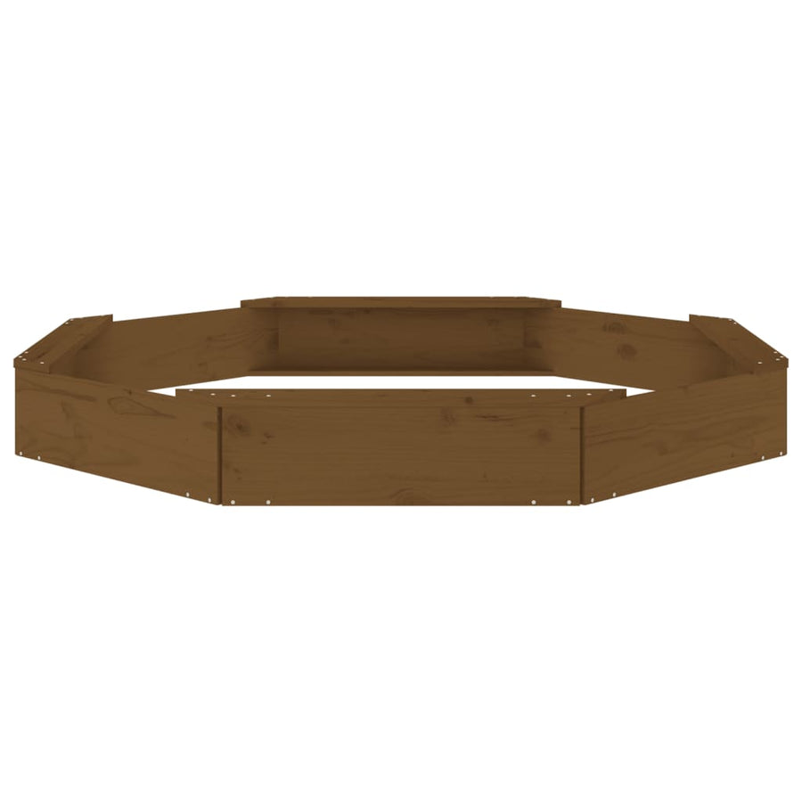 Zandbak Met Bankjes Achthoekig Massief Grenenhout Honingbruin 159.5 x 159.5 x 20 cm Honingbruin grenenhout