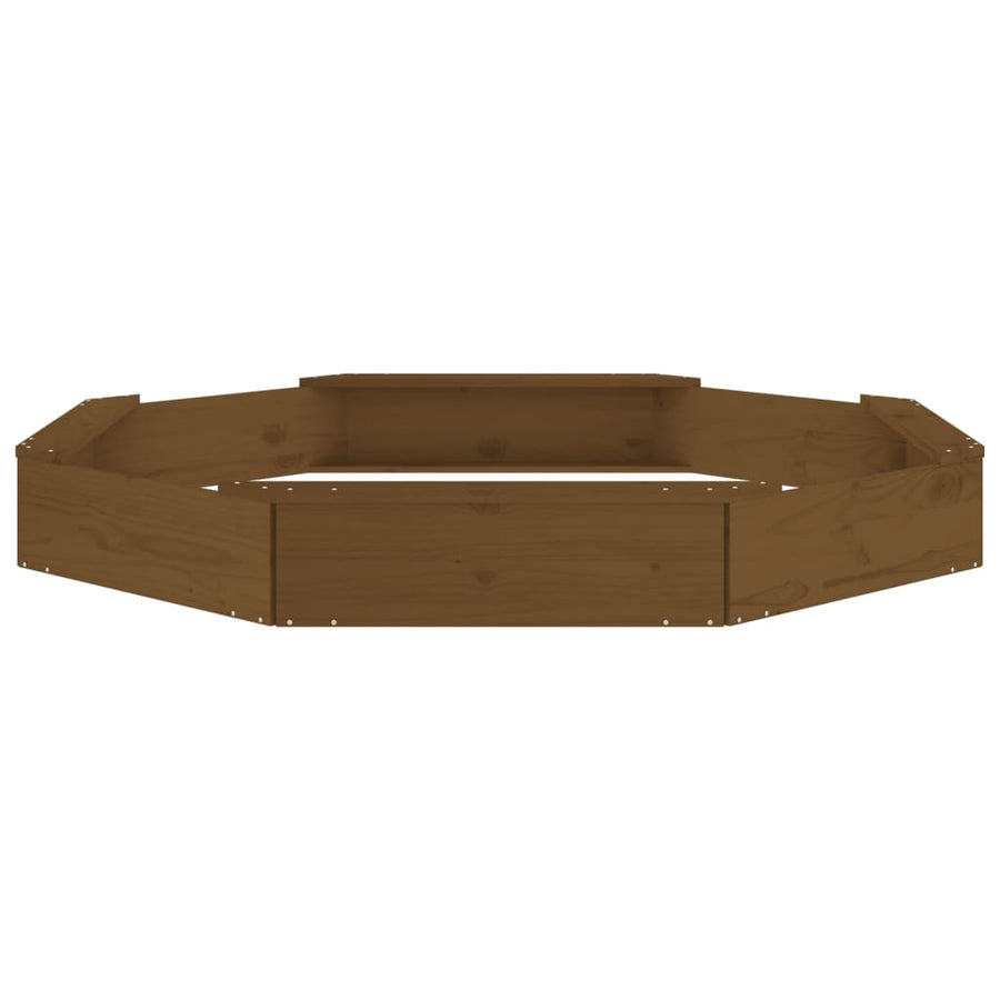 Zandbak Met Bankjes Achthoekig Massief Grenenhout Honingbruin 159.5 x 159.5 x 20 cm Honingbruin grenenhout