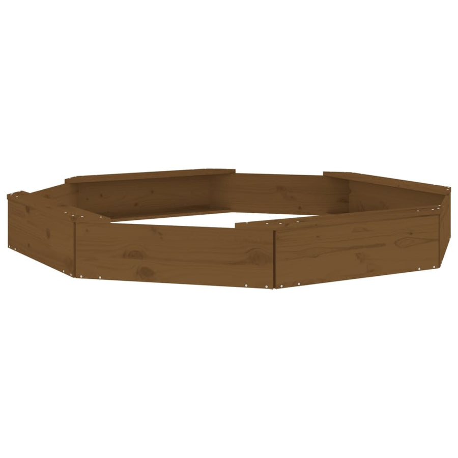 Zandbak Met Bankjes Achthoekig Massief Grenenhout Honingbruin 159.5 x 159.5 x 20 cm Honingbruin grenenhout
