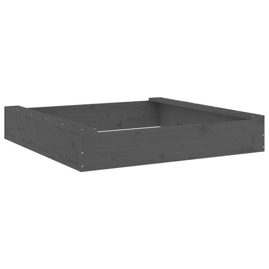 Zandbak Met Bankjes Vierkant Massief Grenenhout Grijs 111 x 111 x 20 cm Grijs grenenhout